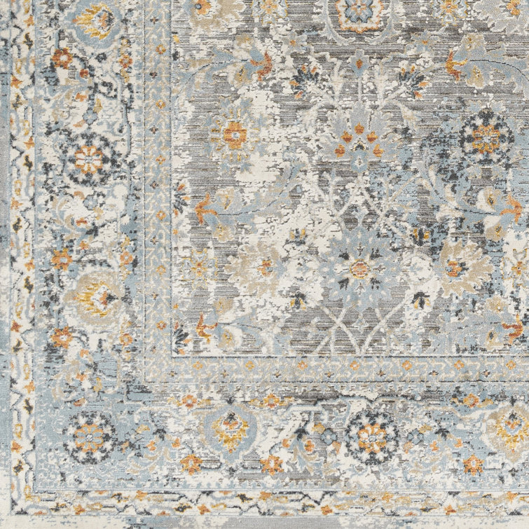 Williston Darshana Slate Gray/Blue/Orange Rug Wayfair